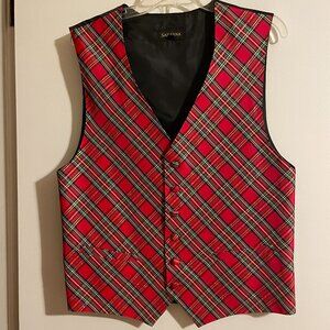 Santana Red Tartan Plaid Men's Tuxedo Vest